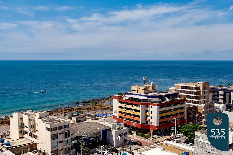 Bedroom and living room with sea view and modern amenities